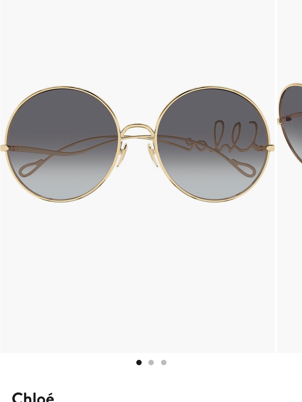 Chloé Gold Round Sunglasses with Gray Gradient Lenses